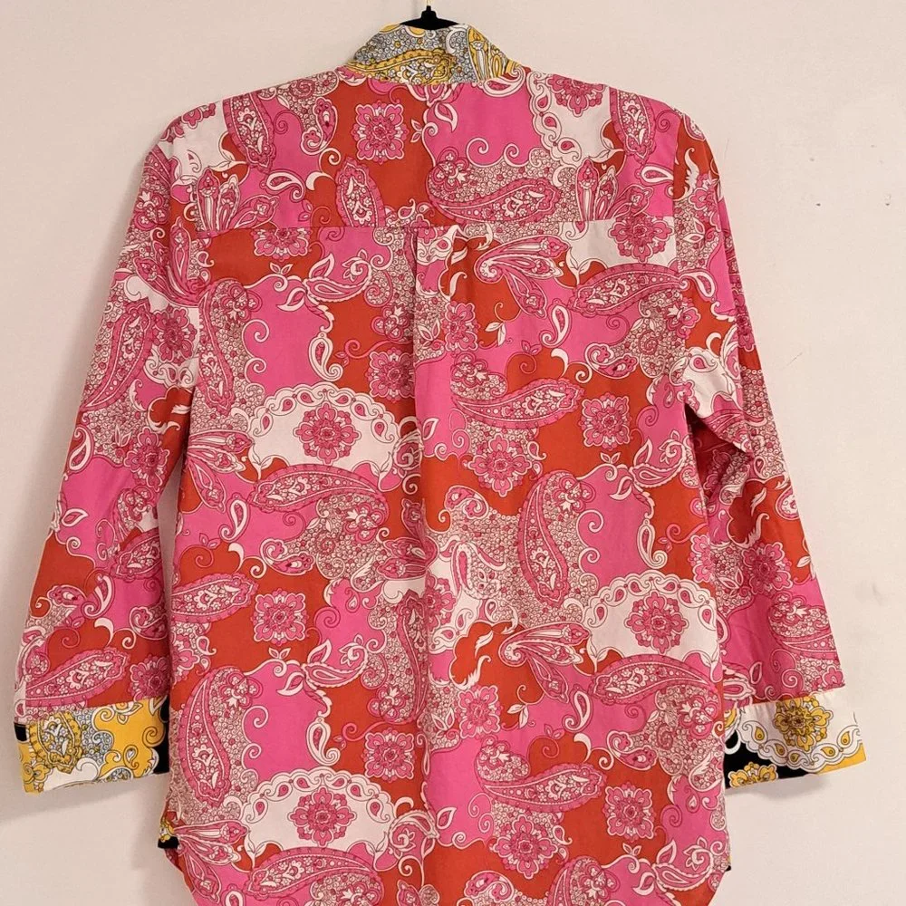 J Crew Paisley Pink Button Down Shirt Size XS